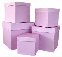 Набор коробок № 2 Кубы. Розовый 5шт" 21см*21см*21см