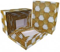 Коробка/набор из 10 шт. Прямоугольник "Мозаика шестигранников" 37*29*16  4 т.м.