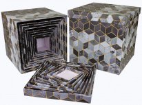 Коробка/набор из 10 шт.КУБ "Орнамент кубов ЧБ" 26,5*26,5  4 т.м.