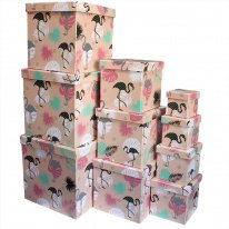 Коробка/набор из 10 шт. КУБ "Фламинго" 26,5*26,5  4 т.м.