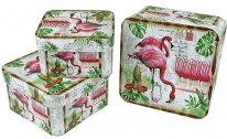Коробка/набор из 3 шт. КВАДРАТ "Фламинго" 17*17*9.5см 36 т.м.