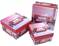 Коробка/набор из 3 шт. КВАДРАТ "Интерьер розовый" 17*17*9,5см 36 т.м.