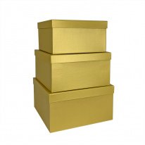 Набор коробок № 71-3 Квадрат 3 шт. Золото 26,5см*26,5см*14см