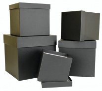 Набор коробок № 2 Кубы. Черный КТ 5шт" 22,5см*22,5см*22,5см