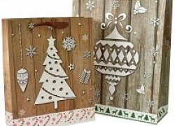 Бумажный новогодний пакет с ручкой и без ручки